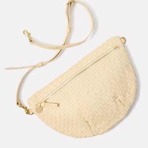 Clare V grand fanny Bag in Light Cream with Gold Hardware